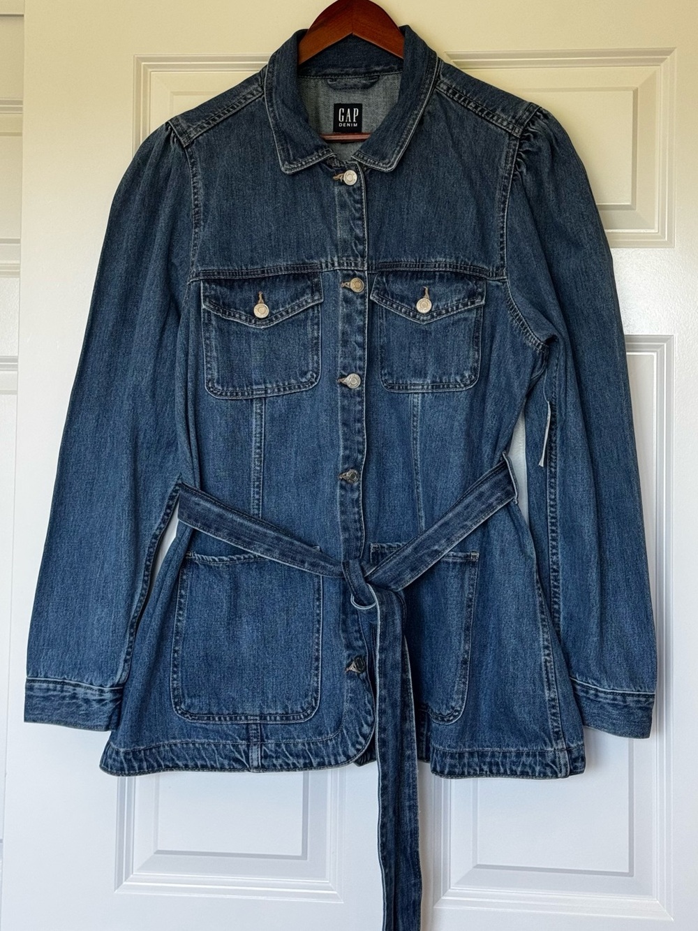 NWT GAP Dark Indigo Denim Belted Jean Jacket